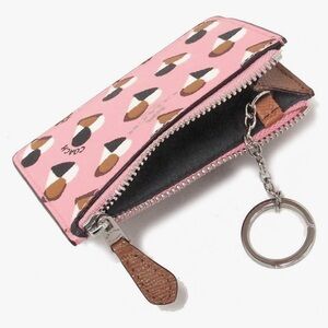 NWOT COACH Checkered Heart Print Mini Skinny Wallet/ID Case Keychain